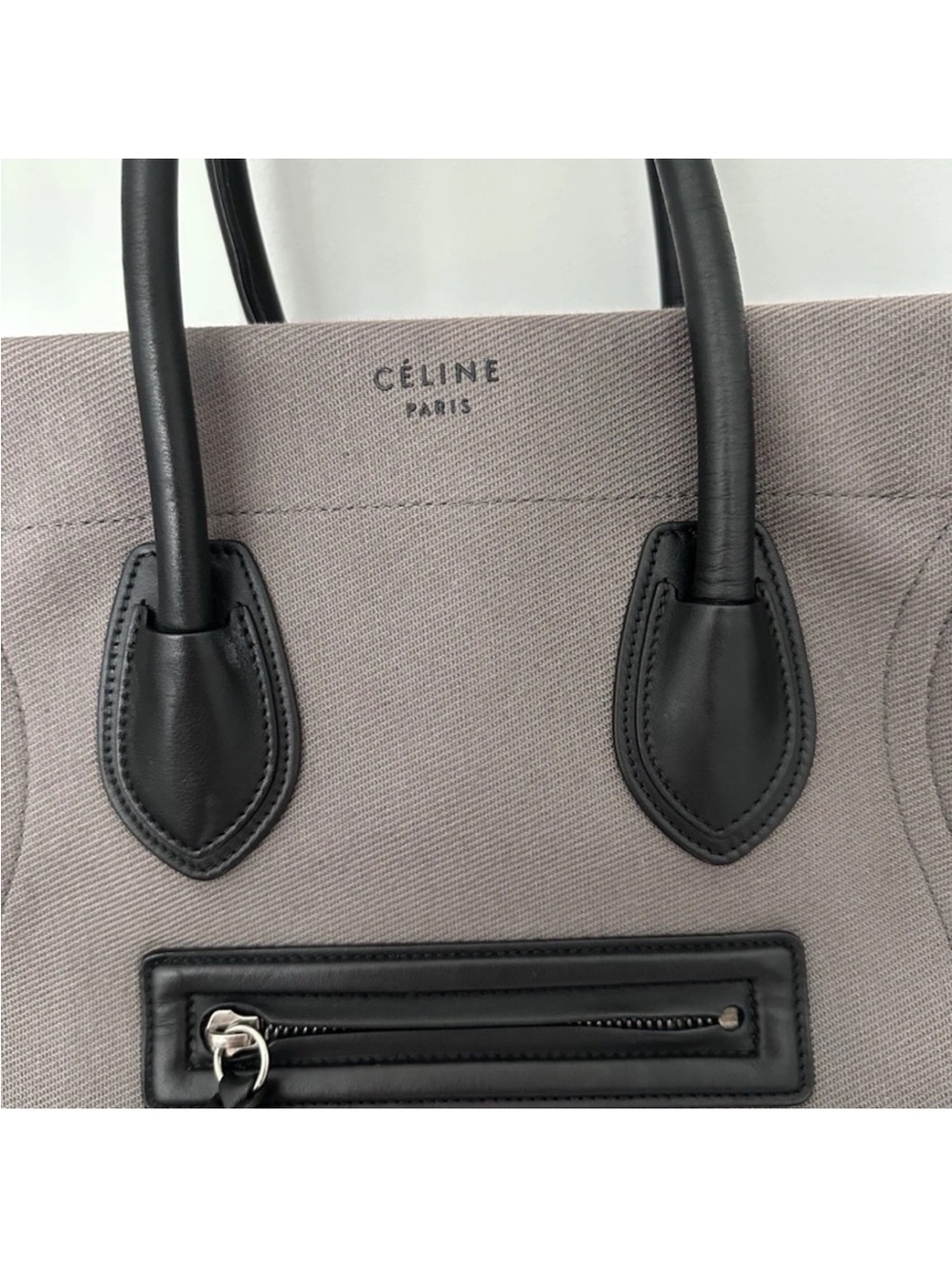 Celine Medium Phantom Tote in Taupe with Black Trim - Picture 5 of 6
